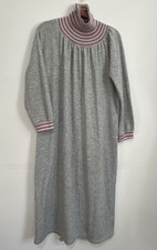MEOW intimates Pajama Nightgown Gray Size Small 70 s 80 s Pink Stipe USA Made