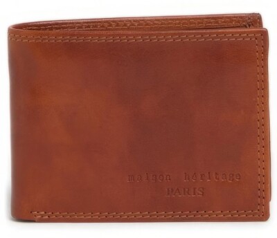 MAISON HERITAGE PARIS Paco Bifold Leather Wallet Made In Italy