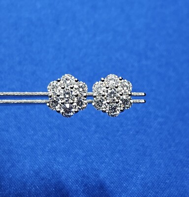Ohrstecker 1,4 kt 9 mm Moissanit Blumenform 925 Sterlingsilber GRA NEU