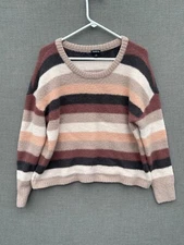 Torrid Sweater Size 0X XL Plus Women's Striped Fuzzy Thick