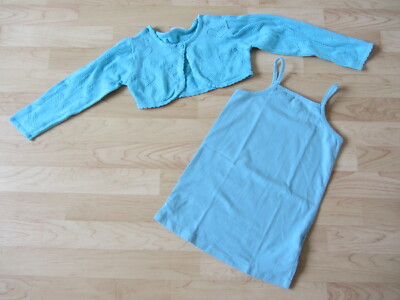 SET VERTBAUDET TRÄGERTOP TOP 103 & TOPOLINO BOLERO JACKE STRICK 110 TÜRKIS 