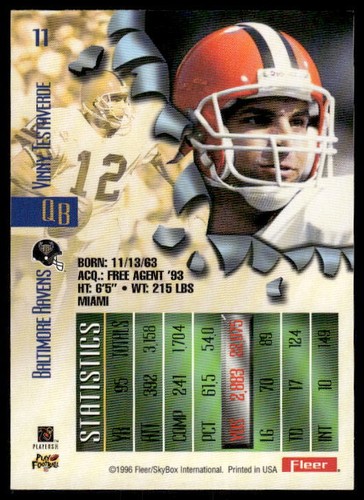 Fleer Metal #11 Vinny Testaverde 1996 - Imagen 2 de 2
