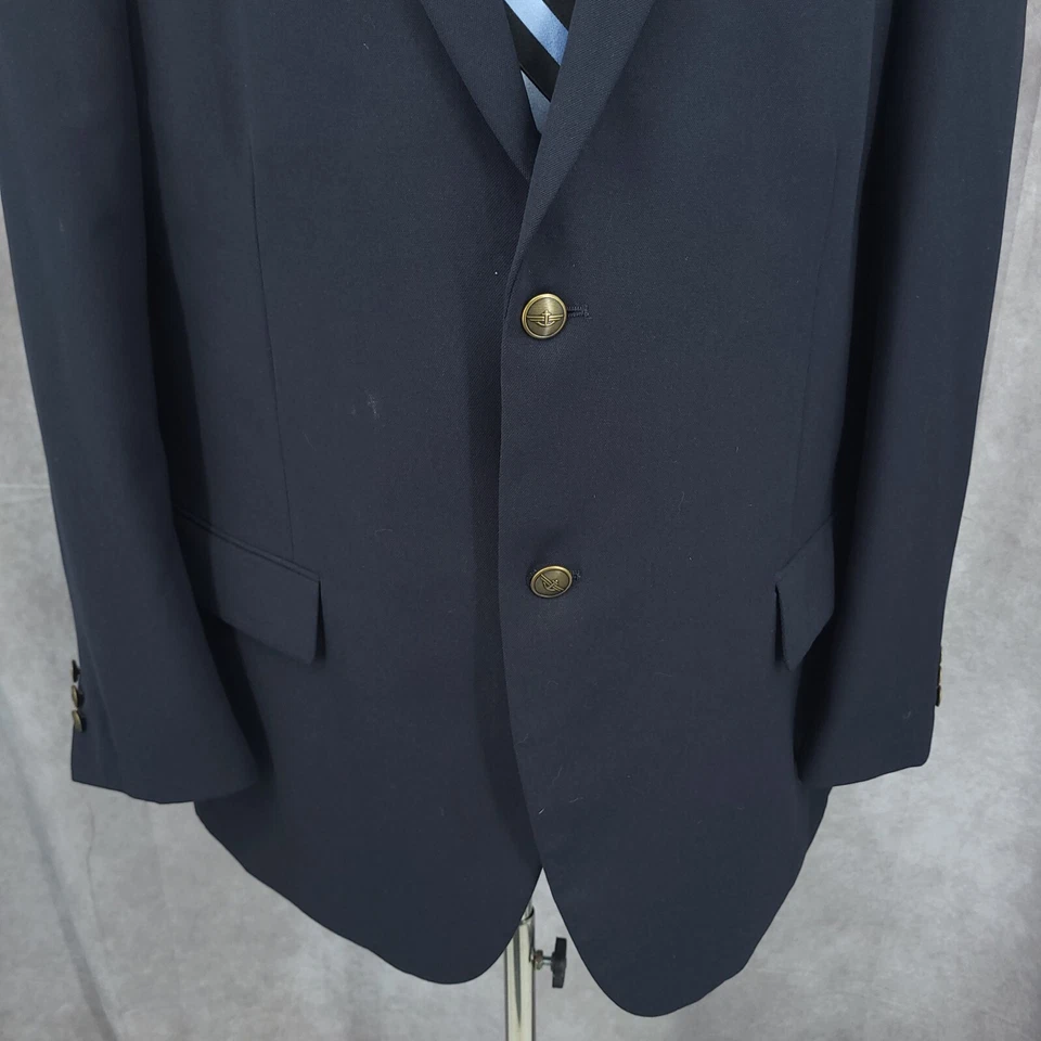 Dockers Sports Coat Mens 48R Blue Blazer Jacket 2 Gold Buttons Vented - Image 2 of 4
