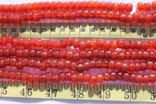 9 x 6mm Crow Roller Glass Beads Trans Orange Red Crafts Jewelry Making 100pcs