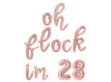 OH FLOCK IM 28 Cursive Letter Balloon Banner - 28th Birthday Party Decorations