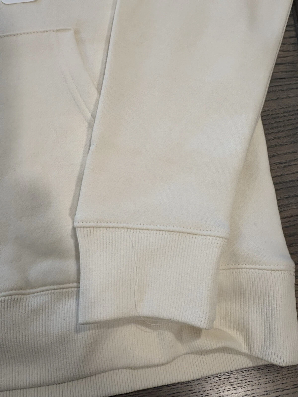 VETEMENTS Felpa Champion Classic pile con cappuccio colore crema chiaro uomo taglia small con tasca frontale nuova con etichetta