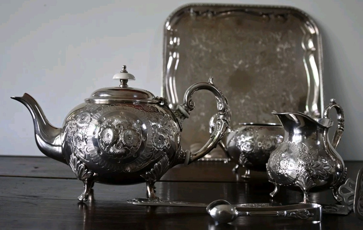 Antique John Turton Sheffield Silver plate tea Set Hand