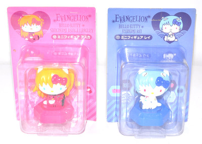 Hello Kitty x Evangelion Rei & Asuka Mini Figuren Sanrio 2012 JPN Anime Selte...