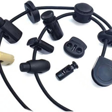 20 Pieces Plastic Cord Locks with 50 Ft. Elastic Cord, 10 Single-Hole 10 Double-
