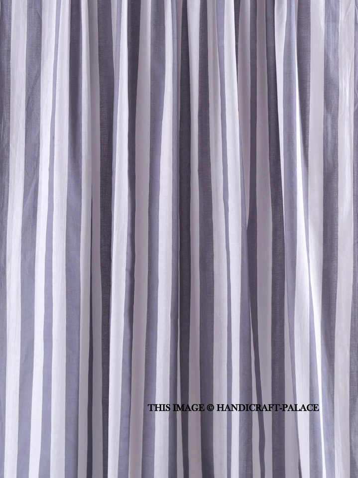 Cotone Grigio 1.5 " Strisce a Righe su Bianco Tessuto Stampa 4.6m Abito India - Immagine 2 di 4