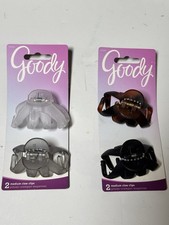 8 Goody 2015 Medium Plastic Hair Claw Clips Grip Jaw Black Gray Clear Tortoise
