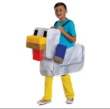 Minecraft Movie Chicken Jockey Child Kids Halloween 3D Pop Out Costume FITS ALL