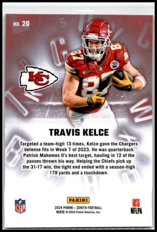 2024 Panini Zenith A to Z #20 Travis Kelce Kansas City Chiefs | eBay