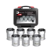 Powerbuilt Wheel Bearing Locknut Socket Set, 7 Piece Remover Tool Kit, Rounde...