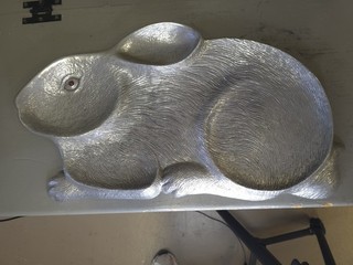 VTG 90s Arthur Court Silver Floppy Ear Rabbit Silver Platter Tray Easter Bunny