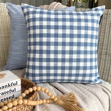 The HomeCentric Buffalo Checks Blue Throw Pillow Cover Cotton - Checkmate Blue