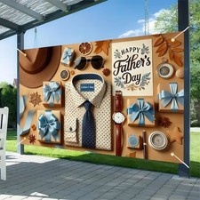Fathers Day Suit Tie Backdrop Banner 71 x 43 Inch I Iove Dad Decoration Banner H