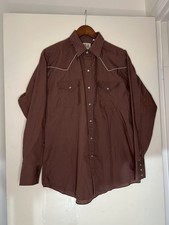 ELY Cattleman Western Snap Shirt Brown Long Sleeve Men's Size L 48