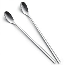 9-Inch Long Handle Spoon Coffee Stirrers Ice Tea Spoon Premium 18/10 Stainles...