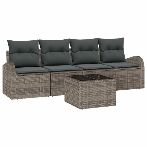 Gartensofa Set Poly Rattan Grau 55 X 55 X 37 Cm Balkon Terrasse-image