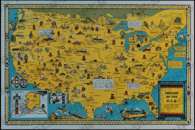 Native American Indian Tribes of the USA Historical Pictorial Map ...
