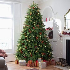 4.5/7.5/9/10 FT Prelit Artificial Christmas Tree Tall Decorated with Pinecones