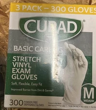 CURAD Latex Exam Gloves – Comfort Wear, Medium Size, 300 Gloves 