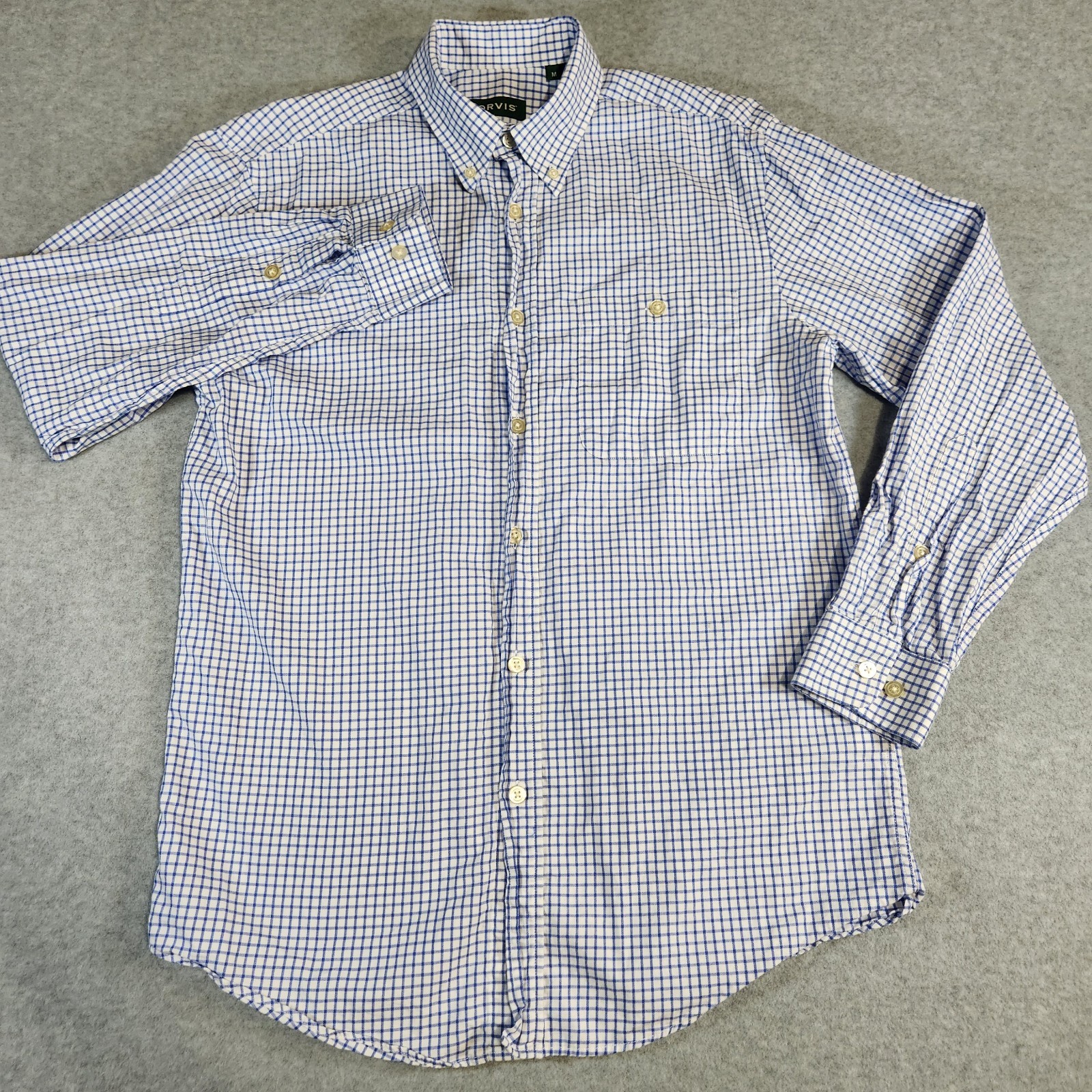 Orvis Medium Button Down Shirt Blue Checkered Cou… - image 2