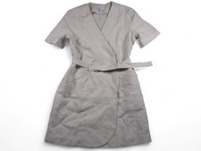 & Other Stories Paris Atelier Dress Womens 12 Beige Linen Wrap Belted Pockets