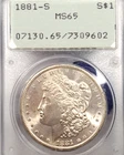 1881-S Morgan Silver Dollar PCGS MS65 OGH RATTLER   Awesome Detail !     #P229