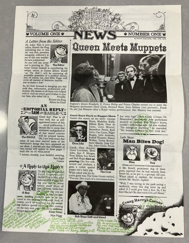 Muppet Show Fan Club newsletter - Volume I, Number 1  Queen Meets Muppets! (one)