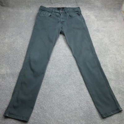 Replay Jeans Mens W32 L32 Grey Denim Anbass Hyperflex M914 Slim Stretch 6795