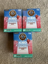The Original Donut Shop, Iced Refreshers Strawberry Acai K-Cup 40 Pods 3 boxes