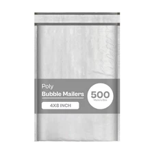 500 Pieces #000 4" x 8" White Padded Poly Bubble with Self Seal for Shipping