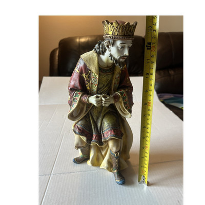 Hand Painted Nativity Wise Man Ceramic Figurine Multicolor Painted 13 in