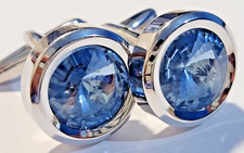 CUFFLINKS STEEL SILVER LAB-GROWN LARGE DIAMOND CUT LUXURY CUFF 4 MEN/WOMEN GIFT
