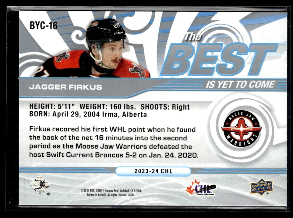 2023-24 Upper Deck CHL The Best Is Yet To Come #BYC-16 Jagger Firkus - Image 2 of 2
