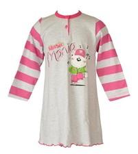 Gary interlock long-sleeved henley collar nightgown for girls, item 24023