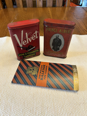 Vintage Prince Albert & Velvet Tobacco Tins ~ Sir Walter Raleigh Pipe Cleaner