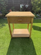 Vintage wicker and Bamboo Bedside Cabinet table