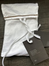 Restoration Hardware White ITALIAN FRAMED SATEEN SHAM Bronze Stitching