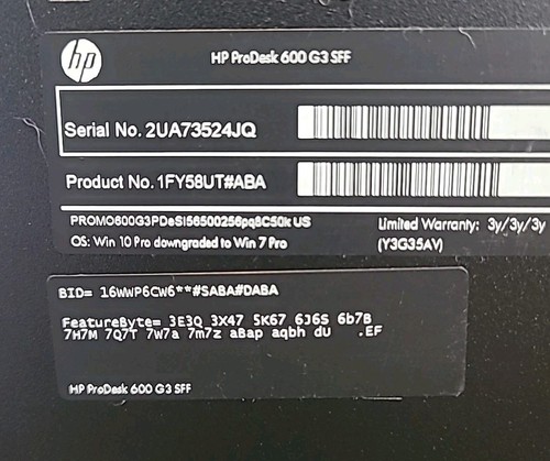 HP PRODESK 600G3 SFF, i5-6500, 8GB RAM, 256GB SATA SSD HD, FAST SHIP - Afbeelding 5 van 5