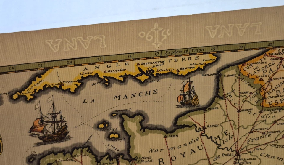 Antique Chemins de ST. Jacques de compostell 1648 Map, Late 1800s reproduction - Image 2 of 4