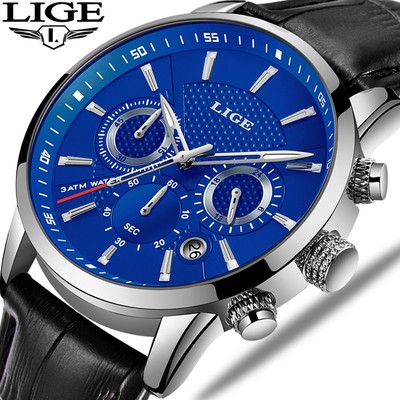 Herren Quarzuhr Armbanduhr Business Leuchtend Datum Wasserdicht Leder Männer Uhr
