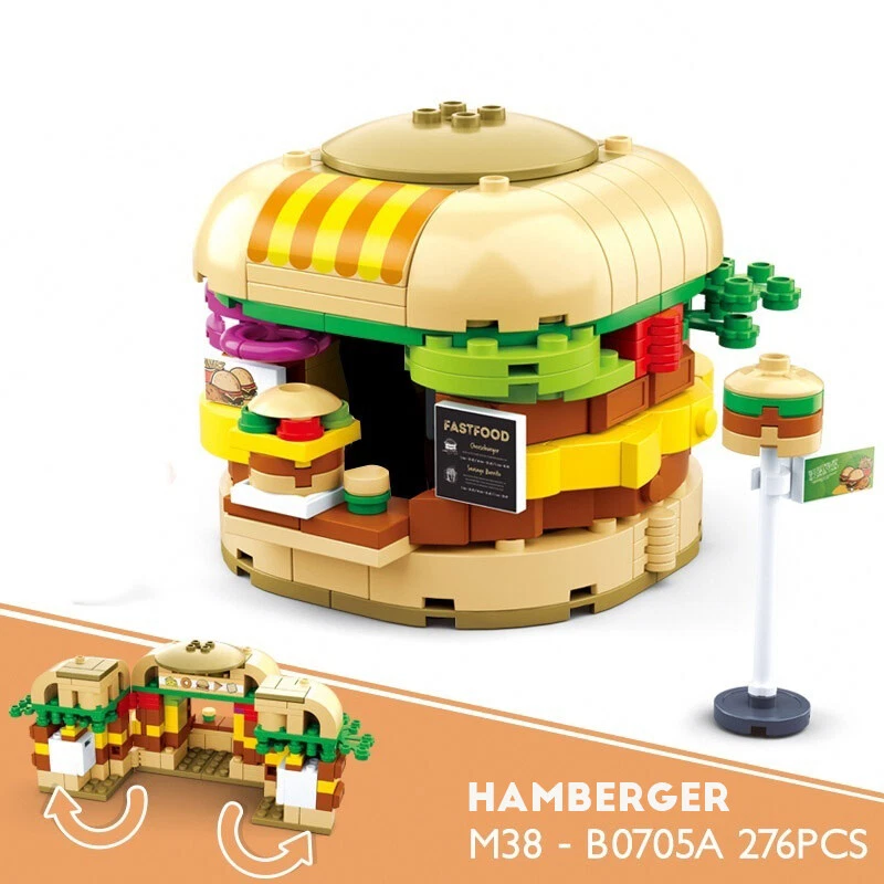 Juegos de bloques de construcción de calle Sluban Food 0705 mini tienda hamburguesa juguete en miniatura Foto 3 de 4