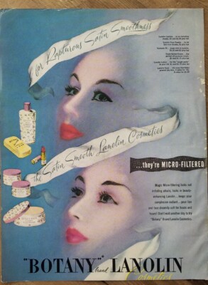 1948 Botany brand Lanolin cosmetics vintage face art ad