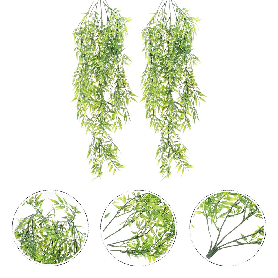 2 Pcs Fake Green Plants Artificial Wall Vine Hanging Vines Leaf eBay