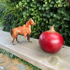 5" Solid Painted Metal Western Saddle Sienna Palomino Horse Vintage GOOD