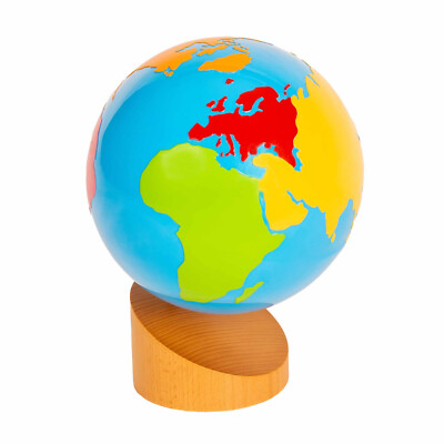 Montessori-Material Globus farbig, Kontinente kennenlernen
