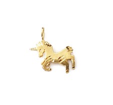 14K Yellow Gold Unicorn Pendant Necklace Charm  0.7g